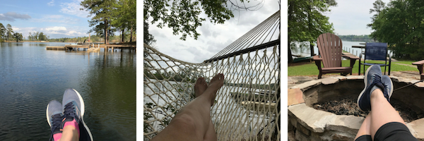 Relaxing on a dock and hammock